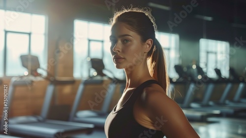 Beautiful woman in the gym with sports clothing doing exercise or aerobics in high resolution and high quality. concept of female sports  exercises  aerobics  gym