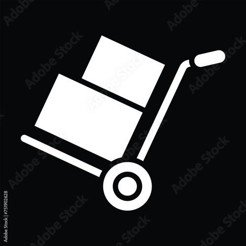 black and white cart, trolly icon