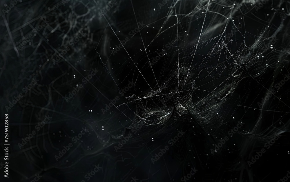 Hyper cobweb spider smoke texture on dark background. copy text space. - obrazy, fototapety, plakaty 