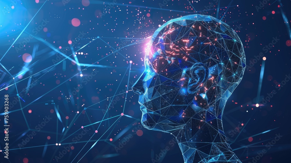 Simulated human head and brain deep learning Machine Learning and Artificial Intelligence AI Technology Simulated human head and brain deep learning Machine Learning and Artificial Intelligence AI Technology