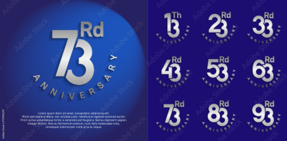 anniversary set vector design with silver color for celebration moment