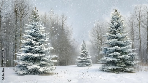 forest snowy evergreens