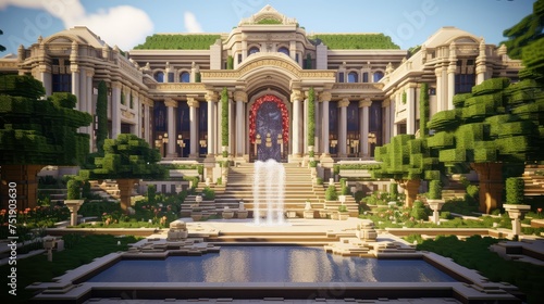 opulent exterior mansion building © vectorwin