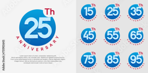 anniversary logotype vector set with blue color circle can be use for celebration moment
