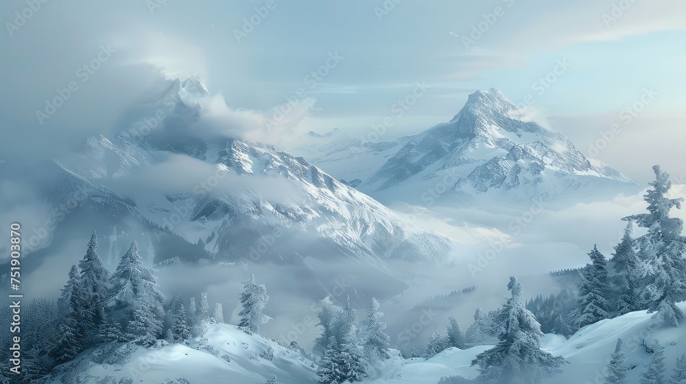 Obraz premium skiing snowy mountainside