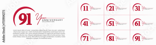 Set of Anniversary Logotype red color can be use for special day celebration