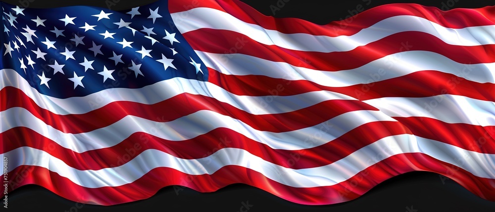 Obraz premium American Flag Wave Close Up for Memorial Day or 4th of July. Banner