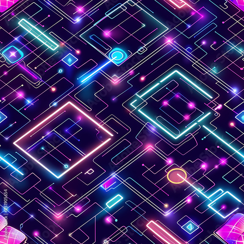 Wallpaper Mural cyberpunk neon simple seamless pattern  Torontodigital.ca