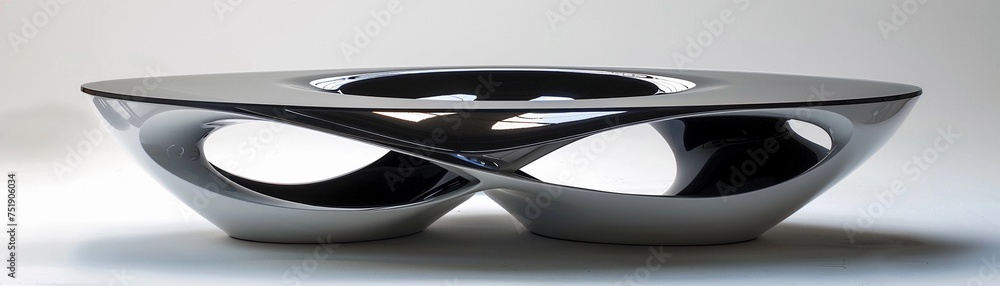Futuristic Coffee Table, futuristic coffee table with innovative shapes and materials against a white backdrop, generative AI