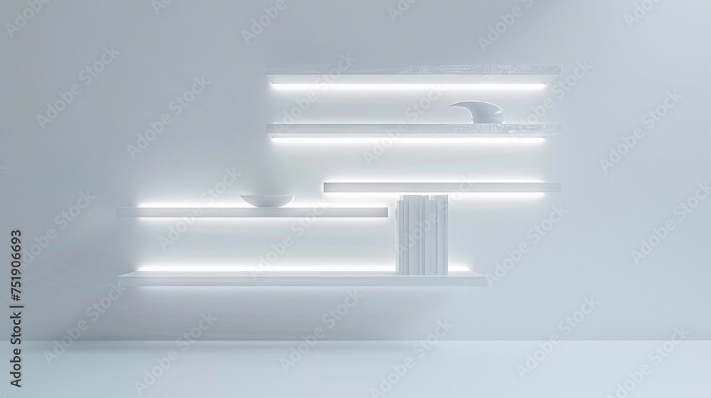 Modular Shelves with Integrated Lighting, Stackable and configurable wall shelves crafted from sleek, generative AI Modular Shelves with Integrated Lighting, Stackable and configurable wall shelves crafted from sleek, generative AI