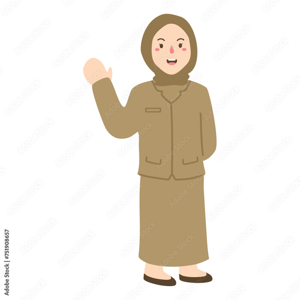 happy Teacher in Hijab illustration happy Teacher in Hijab illustration