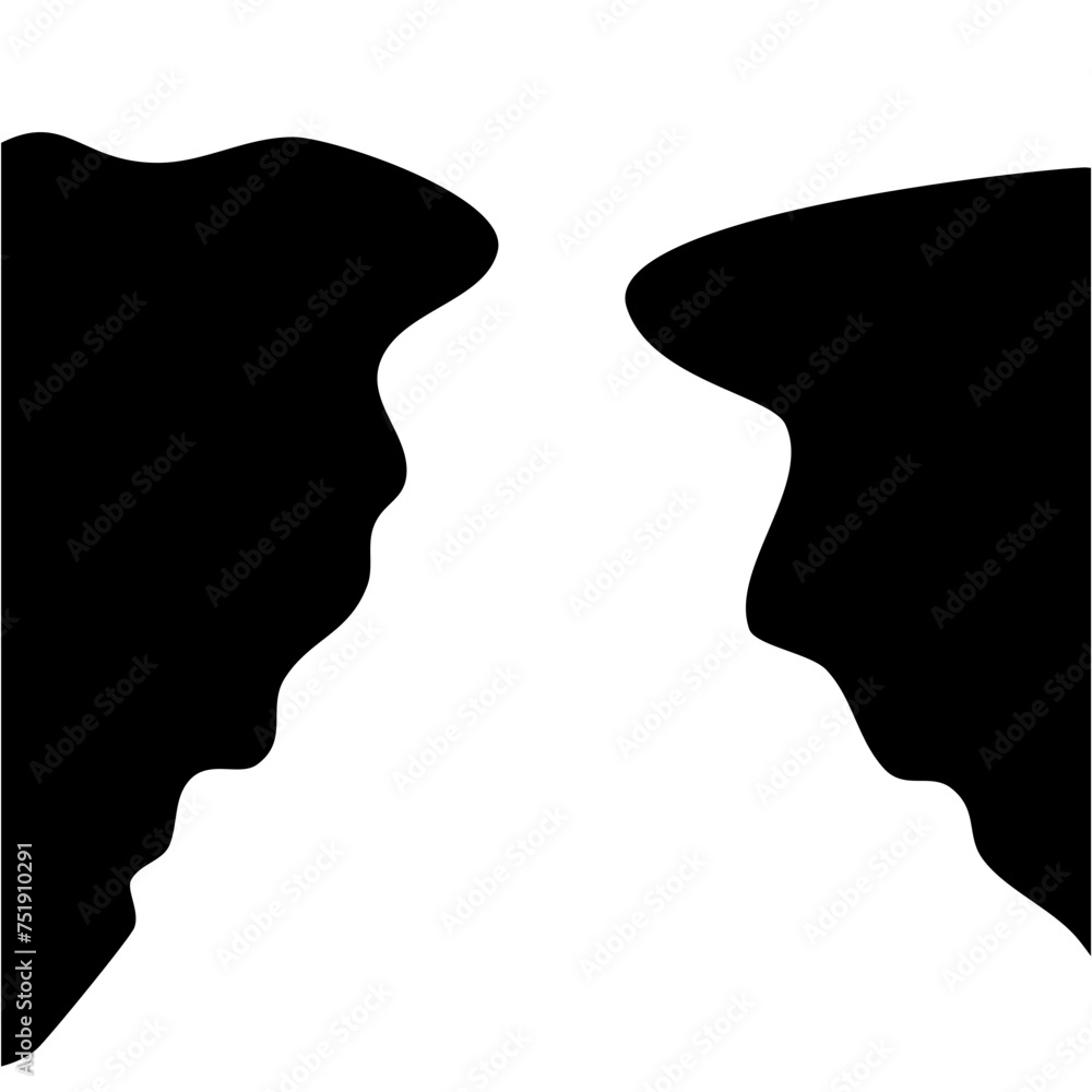 Black Silhouette of steep cliff edge vector Black Silhouette of steep cliff edge vector