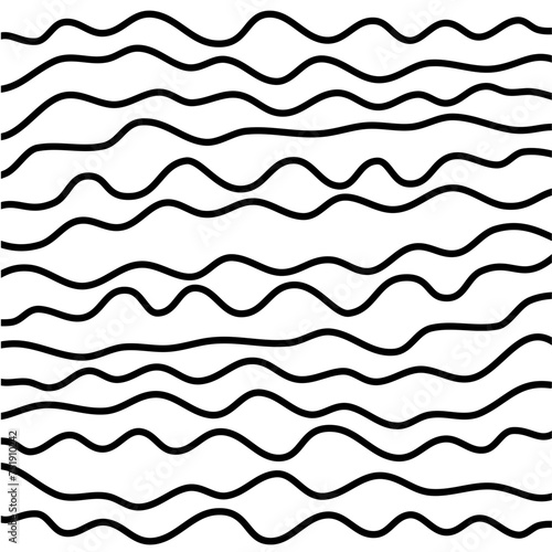 Black Abstract Contour Wave Lines Vector 