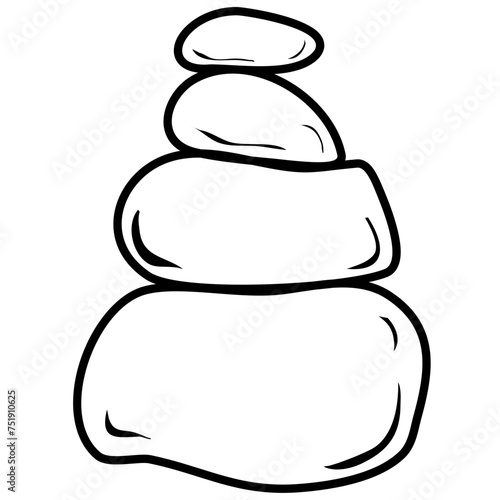 Zen Balance Stone Outline Vector 