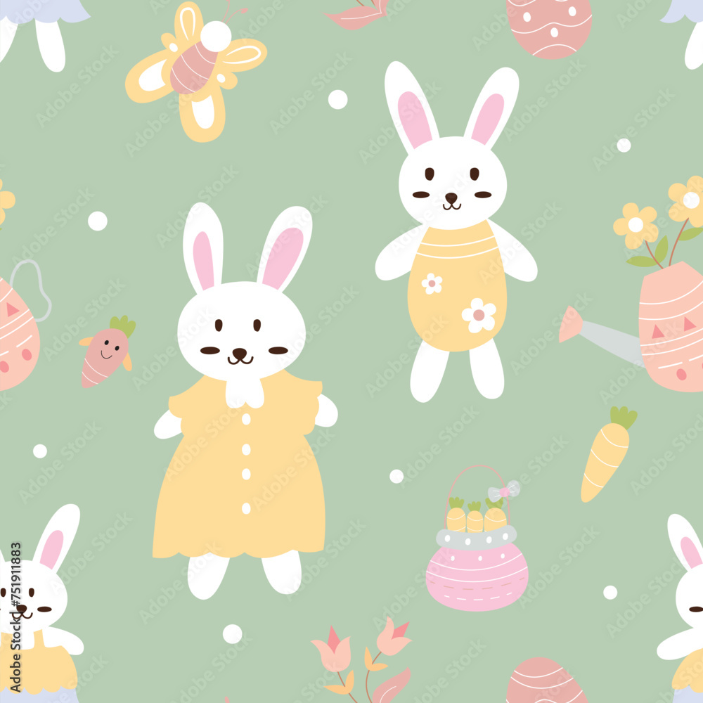 Fototapeta premium seamless pattern of cute cartoon rabbit illustration