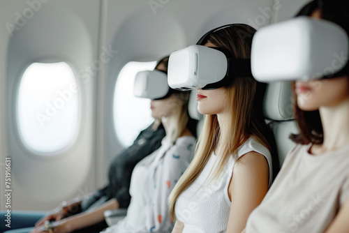 Experiencing Virtual Reality Entertainment While Traveling in an Airplane Cabin © zakiroff