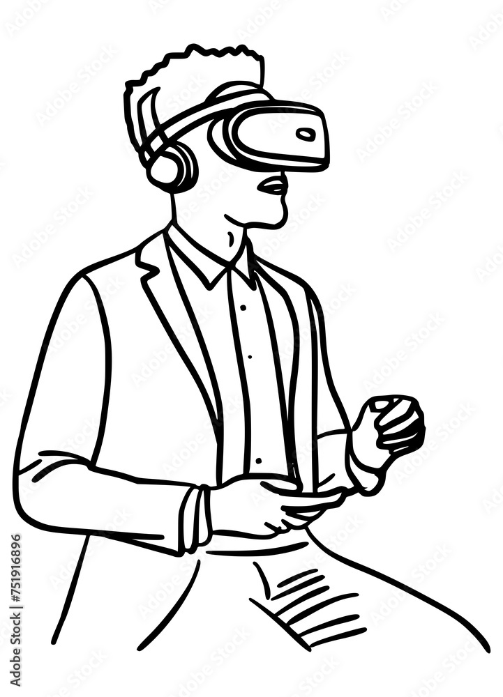 The man is using VR vision