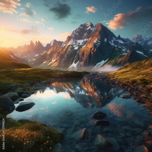 Serene Mountain Landscape: Clear Lake Reflection 