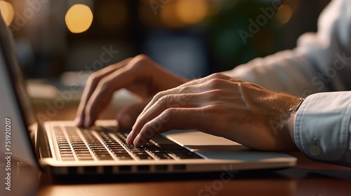 Photo of Man working on laptop in office.