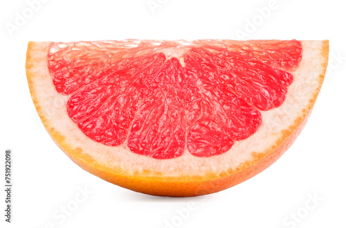 Cut ripe grapefruit isolated on white. Citrus fruit