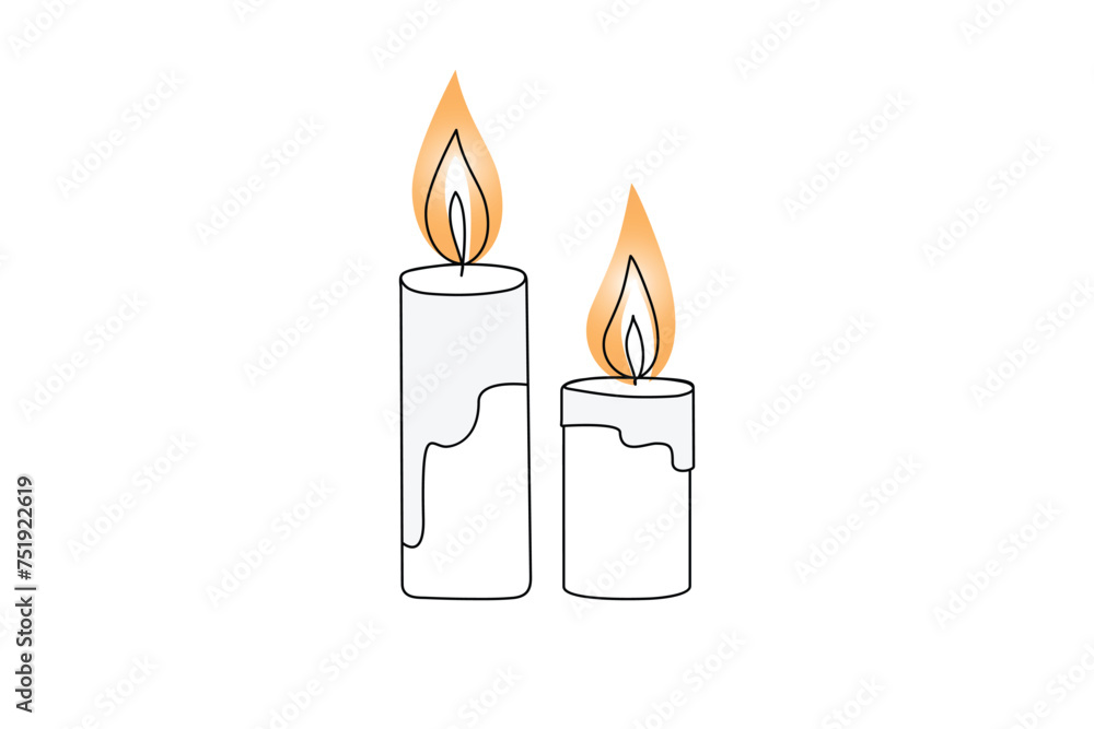 Continuous one-line candle art drawing and outline single-line vector art illustration Continuous one-line candle art drawing and outline single-line vector art illustration