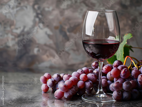 glass of red wine and grapes