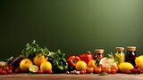 Fresh Vegetables and Fruits on a Table, To offer a high-quality and attractive image of fresh vegetables and fruits for use in promoting healthy