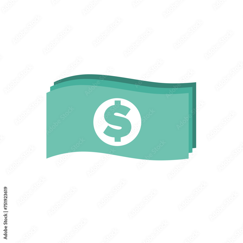 Money icon in flat color style. Banknote with dollar sign cash Money icon in flat color style. Banknote with dollar sign cash