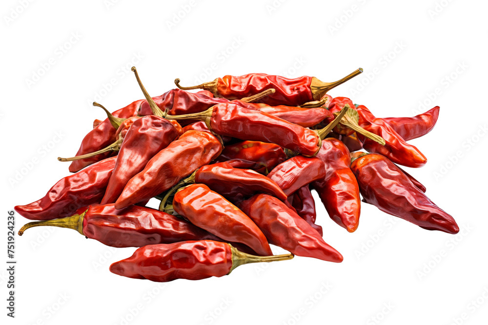 Dried red hot chili peppers isolated on transparent background Dried red hot chili peppers isolated on transparent background