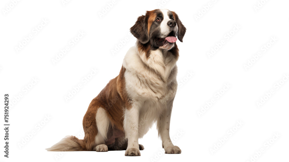 St. Bernard Dog portrait and standing isolated on transparent background
