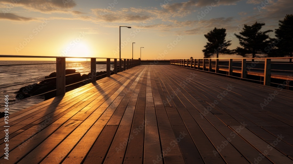 Photo of wooden pier at sunset