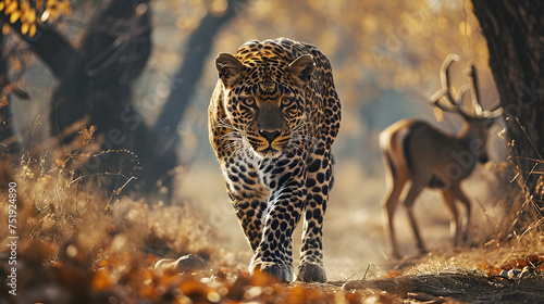 leopard chasing deer