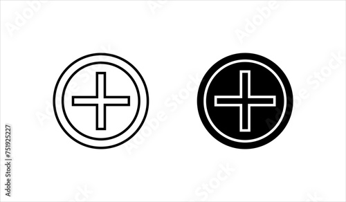 Plus Icon Set, Add plus icon set, with white background.