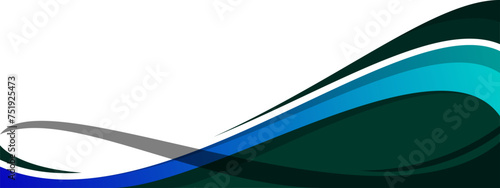 Abstract wave web banner background dark green and blue color
