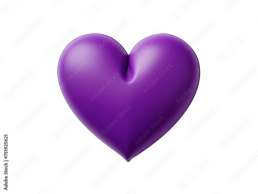Purple colored heart isolated on transparent background, transparency image, removed background
