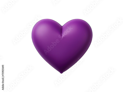 Purple colored heart isolated on transparent background  transparency image  removed background