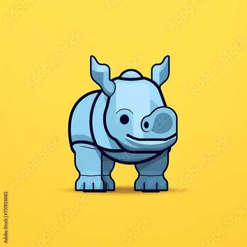 Happy rhino lego flat vector logo  minimalist background