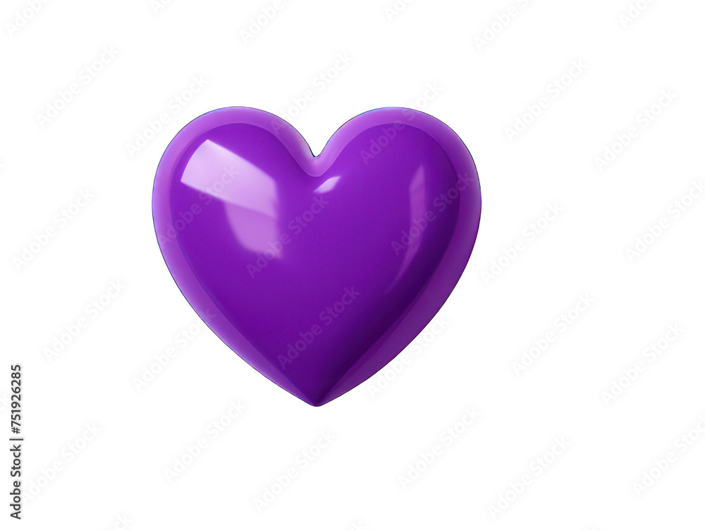 Purple heart isolated on transparent background, transparency image, removed background