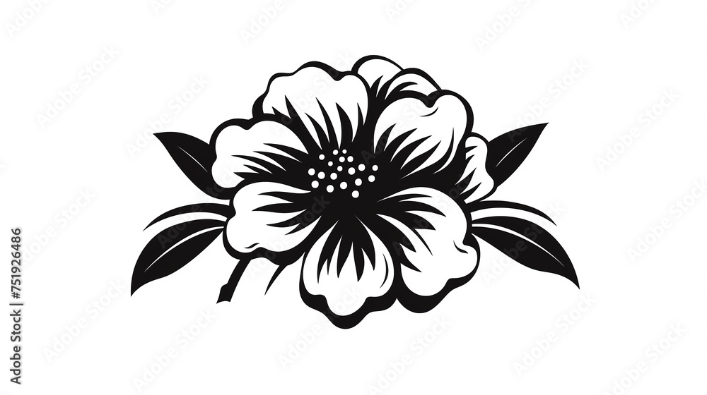 Classic Black and White Floral Tattoo Design, Elegant Simplicity