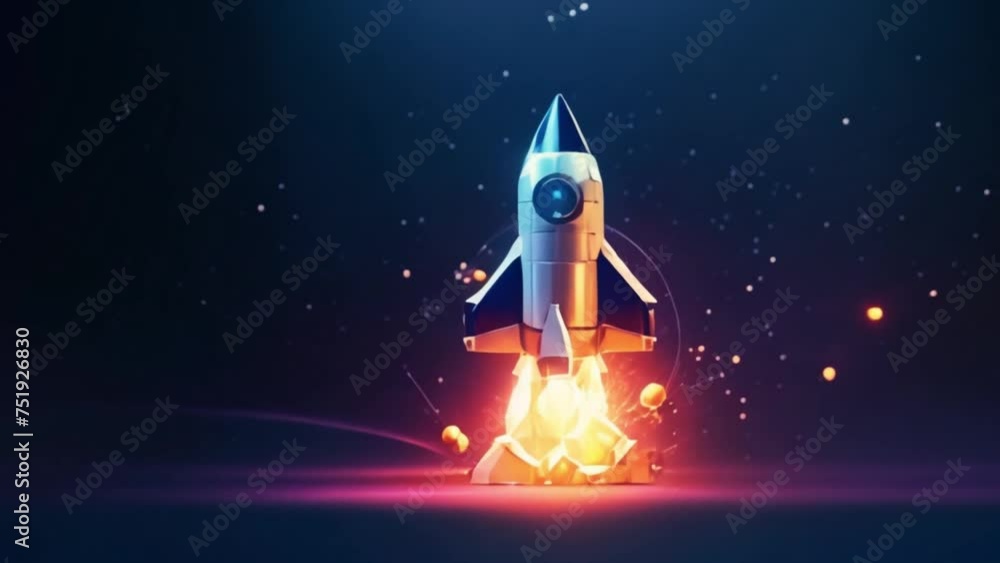 polygonal rocket Internet technology network, business startup concept with glowing low poly rocket. Futuristic modern abstract. Isolated on dark blue background polygonal rocket Internet technology network, business startup concept with glowing low poly rocket. Futuristic modern abstract. Isolated on dark blue background