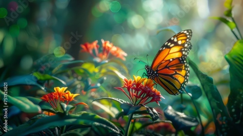 radiant butterfly perched on a flower generative ai