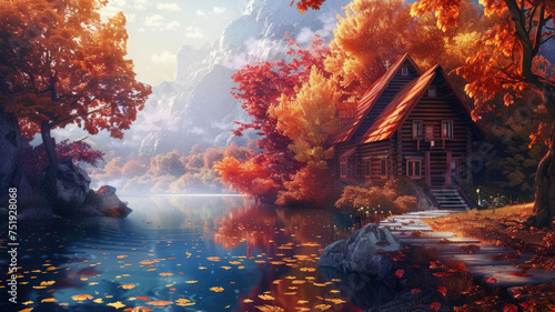 Beautiful HD wallpaper of a house by the lake © ImagineThatStudios