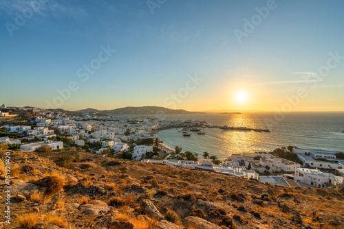 Dreamy sunset in Mykonos, Cyclades, Greece