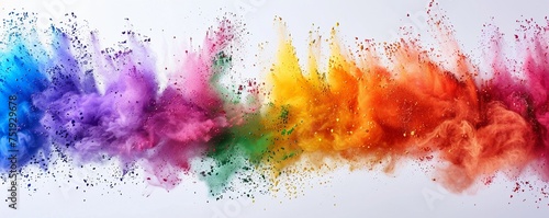 A rainbow of Holi powder colors splashed against a white background providing a vivid and lively wallpaper