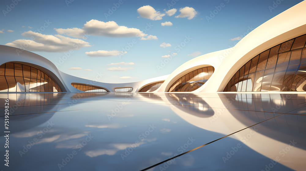 Fototapeta premium Abstract architectural exterior design, conceptual architectural design