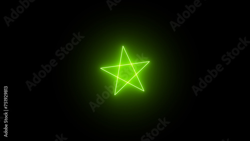 Neon star icon. abstract glowing star symbol on the black background. neon light star icon isolated in black background. laser show. 3d rendering - illustration. © MAMUN