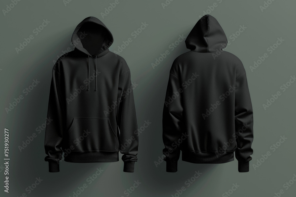 Black hoodie front and back mockup Black hoodie front and back mockup