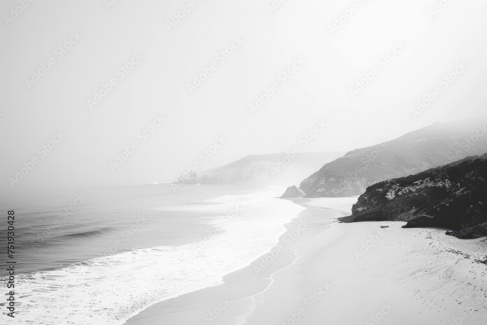 Black and white beach photograph