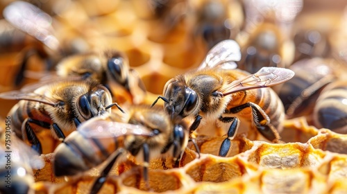 Full frame of worker bees on honeycomb © ISK PRODUCTION