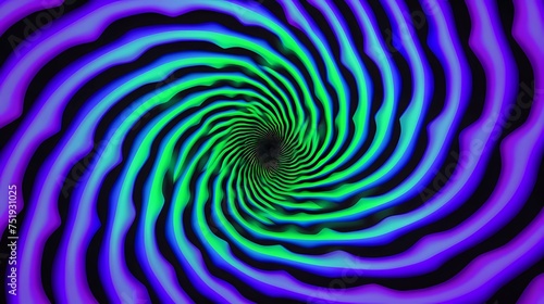 Psychedelic Pulses in Green Blue and Purple, Rotation - Optical Illusion Pulses